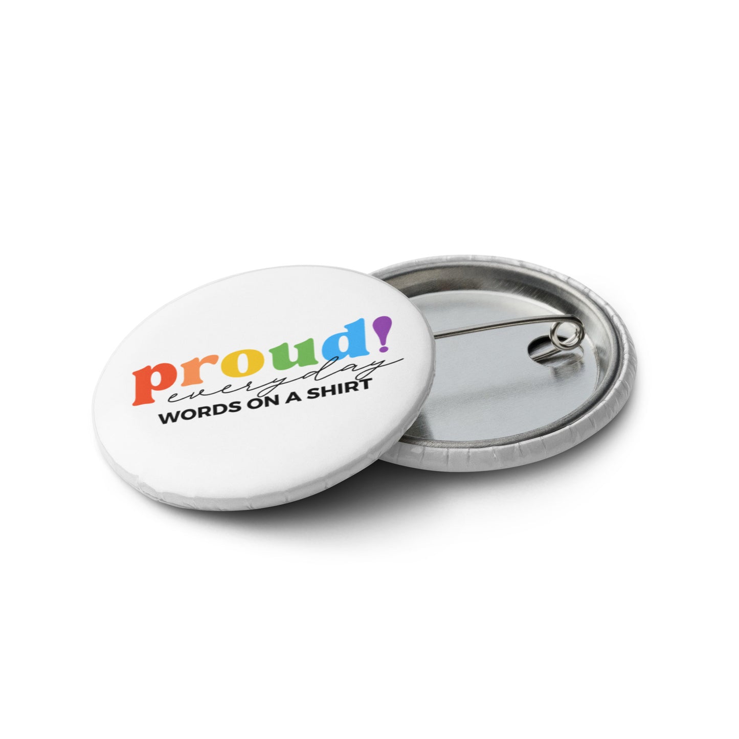 Set Of 5 Pin Back Buttons-Proud Everyday