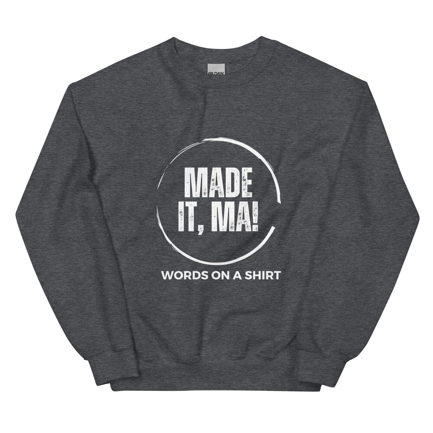 Follow your passion and stay warm in colder months with this durable and cozy sweatshirt. Designed with air-jet spun yarn for a soft touch and reduced pilling, this pre-shrunk, classic fit sweater is perfect for any day. Made It, Ma!