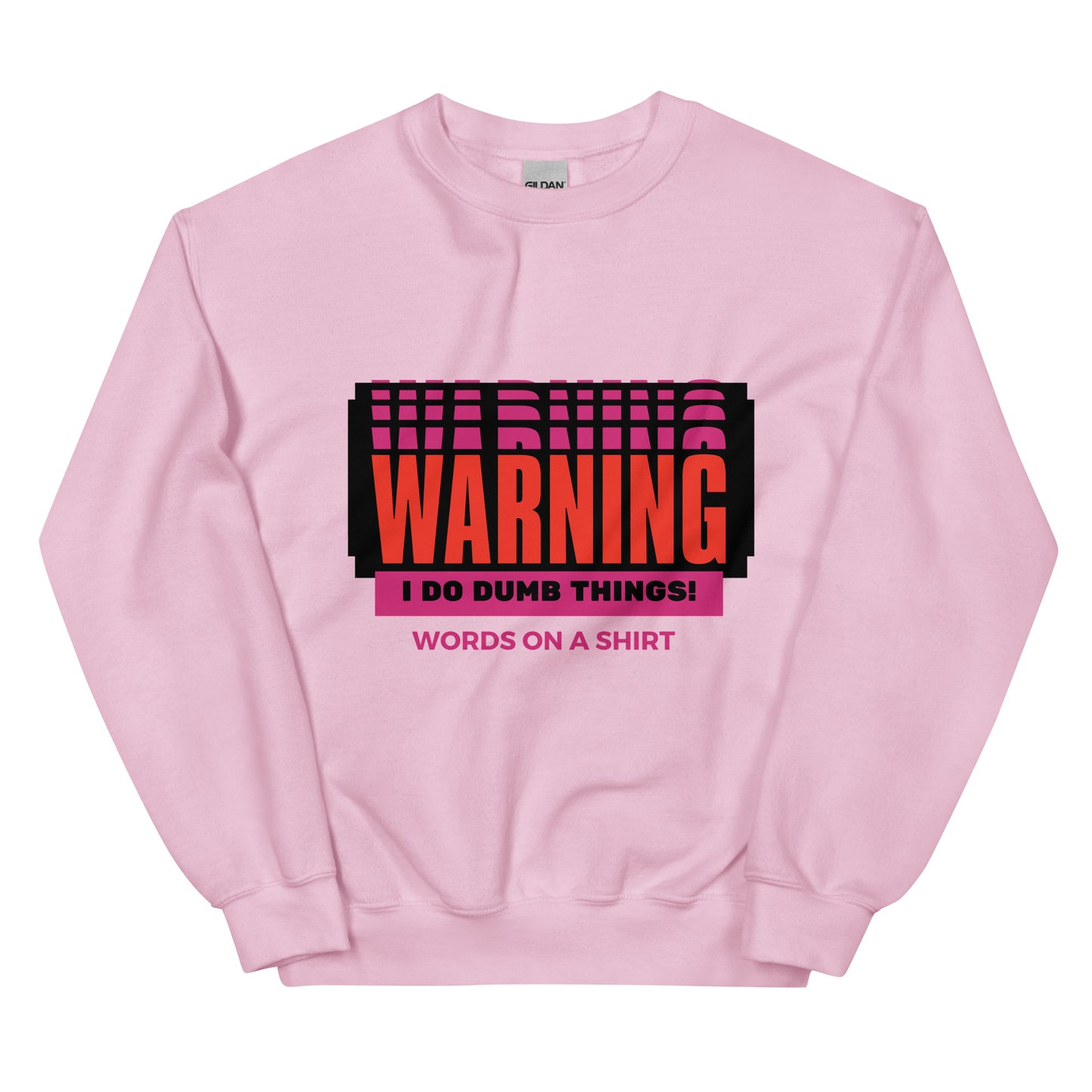 Stay warm and comfy in our Unisex Sweatshirt! Made with soft air-jet spun yarn and pre-shrunk for a perfect fit. Perfect for colder months, and the bold "Warning I Do Dumb Things" print adds a playful touch. Don't worry, we all do dumb things sometimes!