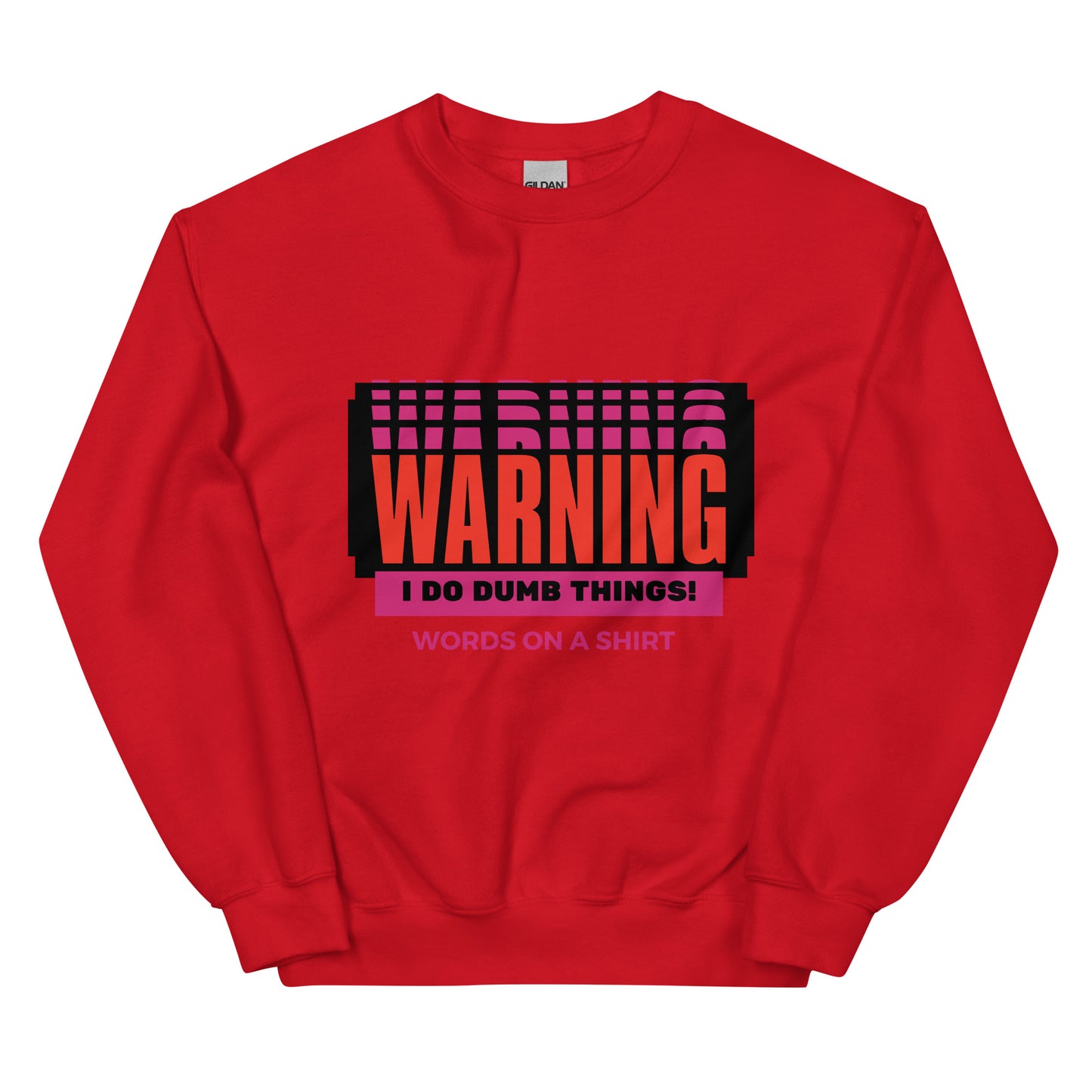 Stay warm and comfy in our Unisex Sweatshirt! Made with soft air-jet spun yarn and pre-shrunk for a perfect fit. Perfect for colder months, and the bold "Warning I Do Dumb Things" print adds a playful touch. Don't worry, we all do dumb things sometimes!