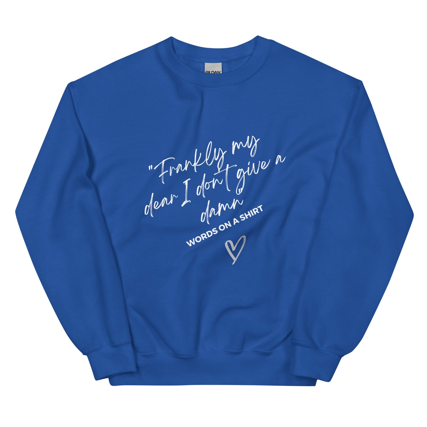 An elegant and robust sweatshirt that is guaranteed to keep you warm in the colder months. Crafted from pre-shrunk, air-jet spun yarn for a soft texture and lessened fuzz, this classic-fit sweatshirt showcases the iconic Gone With The Wind quote - "Frankly My Dear, I Don't Give A Damn!"