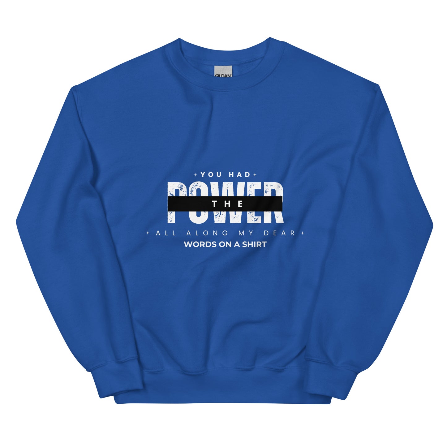 A sturdy and warm sweatshirt bound to keep you warm in the colder months. A pre-shrunk, classic fit sweater that's made with air-jet spun yarn for a soft feel and reduced pilling. Glenda the good witch from the North once said, "You had the power all along my dear."