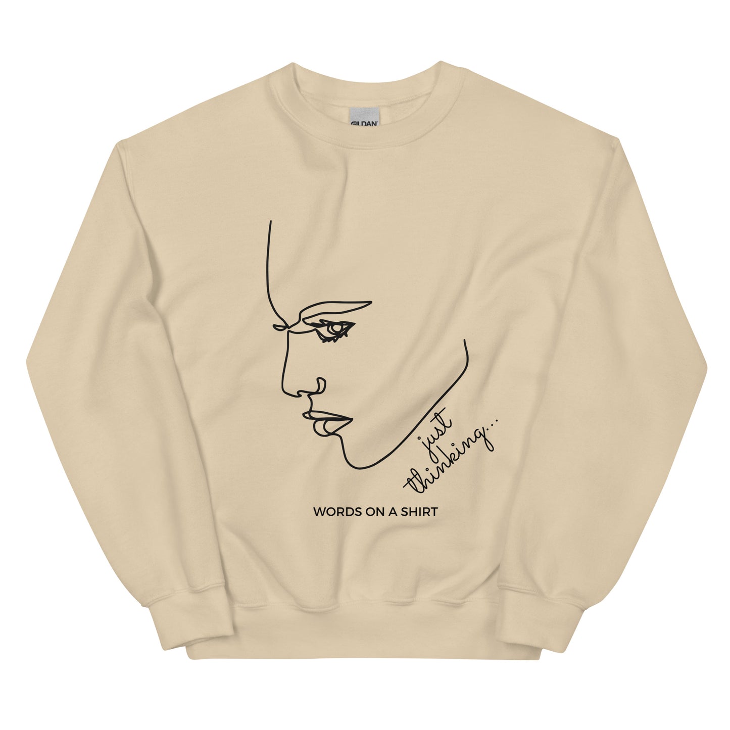 Add a touch of style to your wardrobe with this timeless sweatshirt featuring a ribbed crew neck, long sleeve cuffs, and a flat hem. Perfect for layering or wearing solo, this streetwear essential will quickly become your go-to choice. And with its cozy fleece lining and comfortable fit, it's sure to be your favorite everyday piece. Just Thinking...