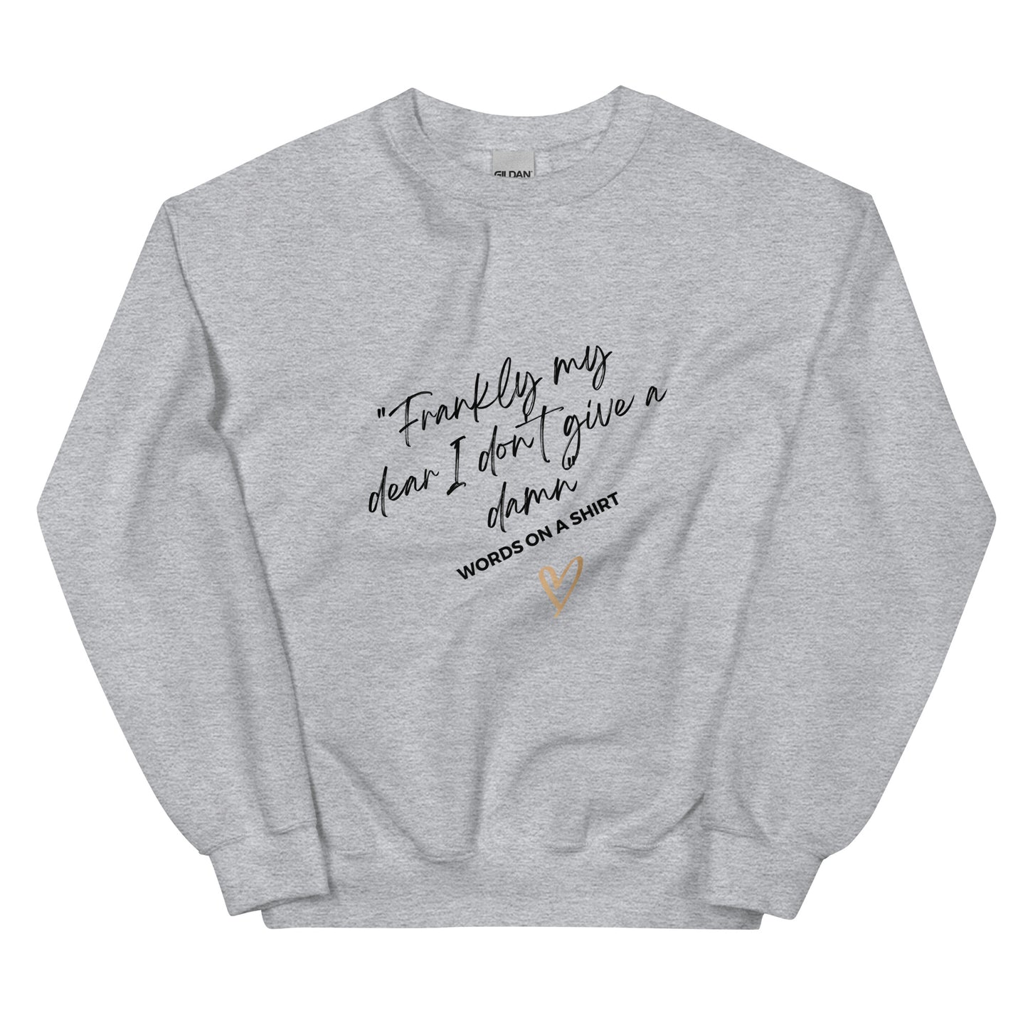 An elegant and robust sweatshirt that is guaranteed to keep you warm in the colder months. Crafted from pre-shrunk, air-jet spun yarn for a soft texture and lessened fuzz, this classic-fit sweatshirt showcases the iconic Gone With The Wind quote - "Frankly My Dear, I Don't Give A Damn!"