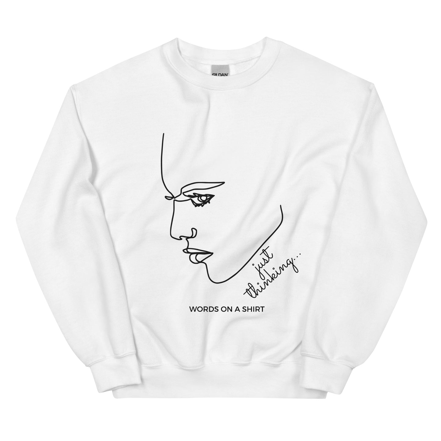 Add a touch of style to your wardrobe with this timeless sweatshirt featuring a ribbed crew neck, long sleeve cuffs, and a flat hem. Perfect for layering or wearing solo, this streetwear essential will quickly become your go-to choice. And with its cozy fleece lining and comfortable fit, it's sure to be your favorite everyday piece. Just Thinking...