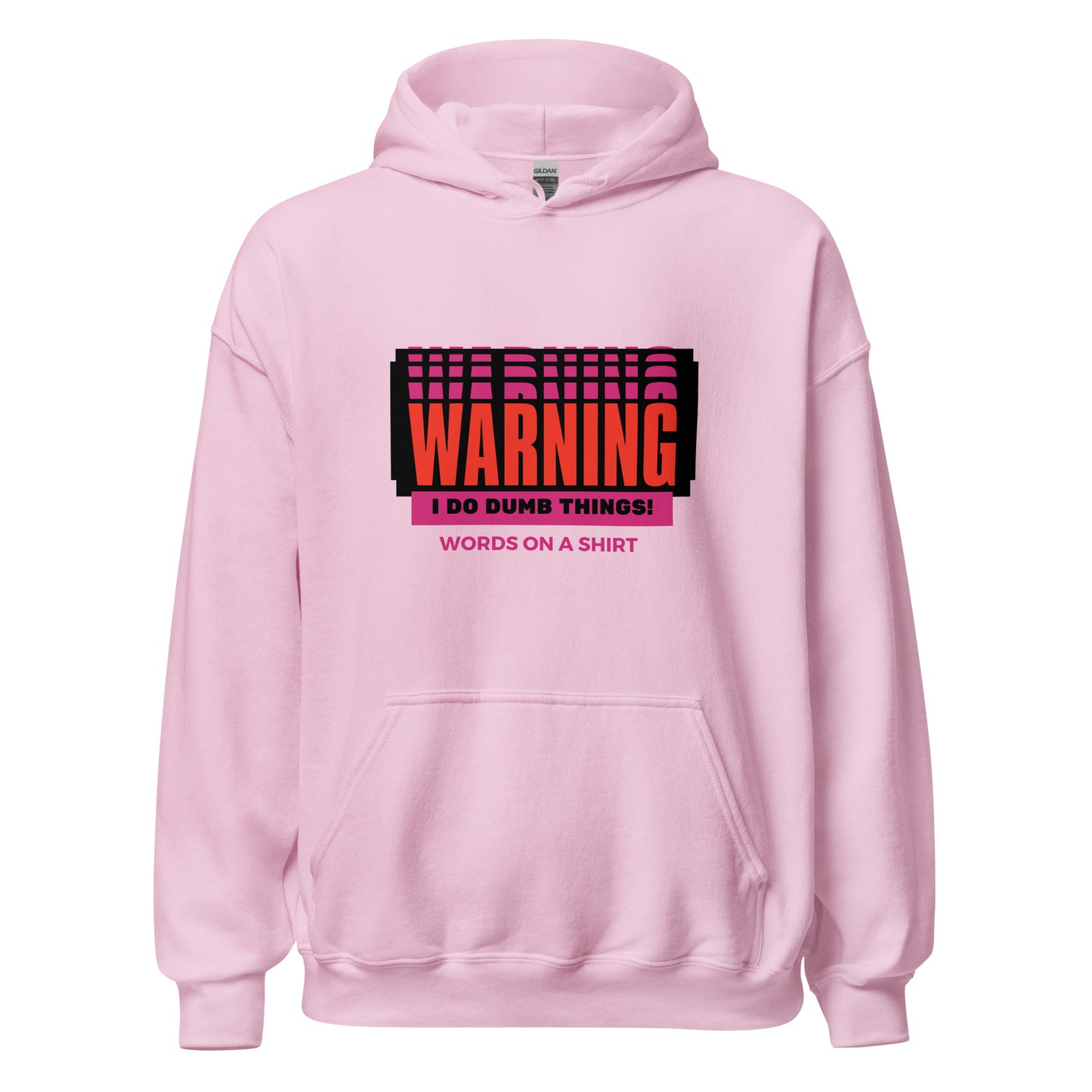 Stay warm and show off your playful side with our Unisex Hoodie! Made with soft and smooth fabric, this stylish hoodie is perfect for cooler evenings. And with the humorous phrase "Warning I Do Dumb Things" printed on it, it's the perfect choice for those who don't take themselves too seriously. Embrace your quirky side and stay cozy at the same time!