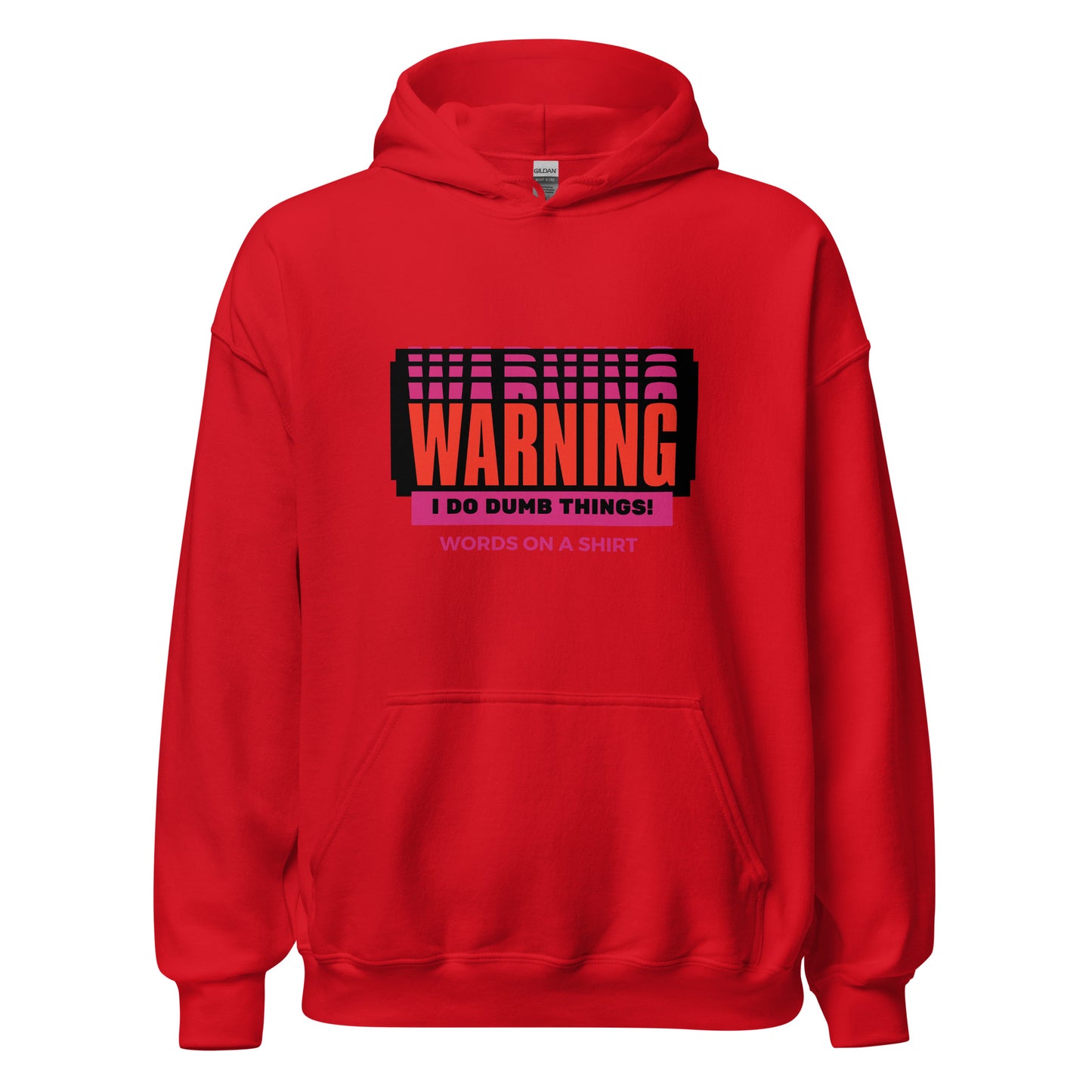 Stay warm and show off your playful side with our Unisex Hoodie! Made with soft and smooth fabric, this stylish hoodie is perfect for cooler evenings. And with the humorous phrase "Warning I Do Dumb Things" printed on it, it's the perfect choice for those who don't take themselves too seriously. Embrace your quirky side and stay cozy at the same time!