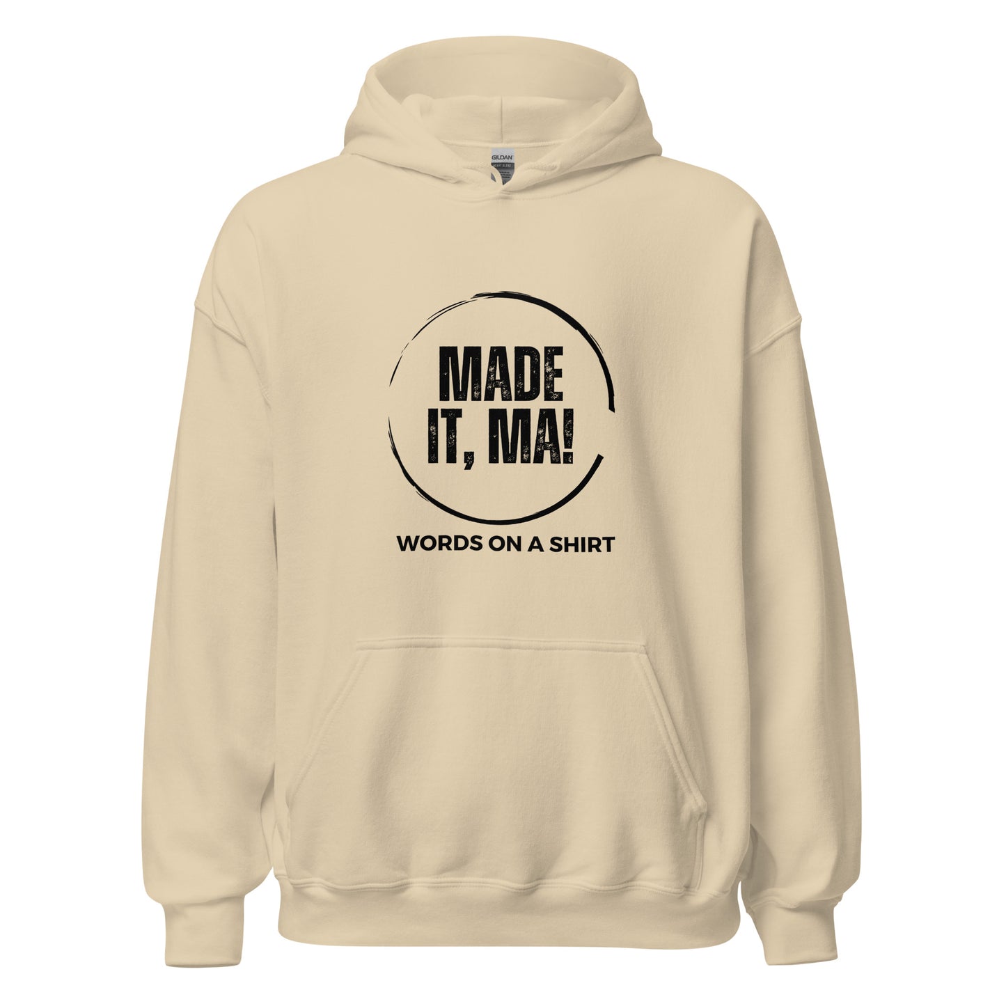 "Get ready to snuggle up in style with our Made It Ma unisex hoodie! This cozy hoodie is the perfect choice for cooler evenings, with its soft and smooth material. It's the go-to option for anyone looking to add some style to their wardrobe. Just like the saying goes, you'll definitely "make it" with this hoodie!"