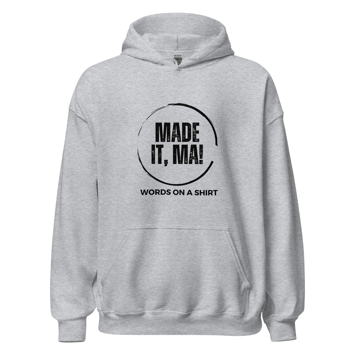 "Get ready to snuggle up in style with our Made It Ma unisex hoodie! This cozy hoodie is the perfect choice for cooler evenings, with its soft and smooth material. It's the go-to option for anyone looking to add some style to their wardrobe. Just like the saying goes, you'll definitely "make it" with this hoodie!"
