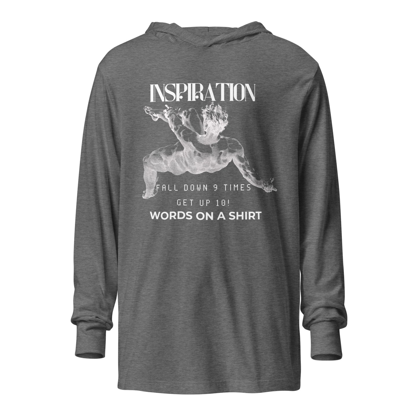 Unisex Long Sleeve T-Shirt With A Hood- Fall Down 9 Times