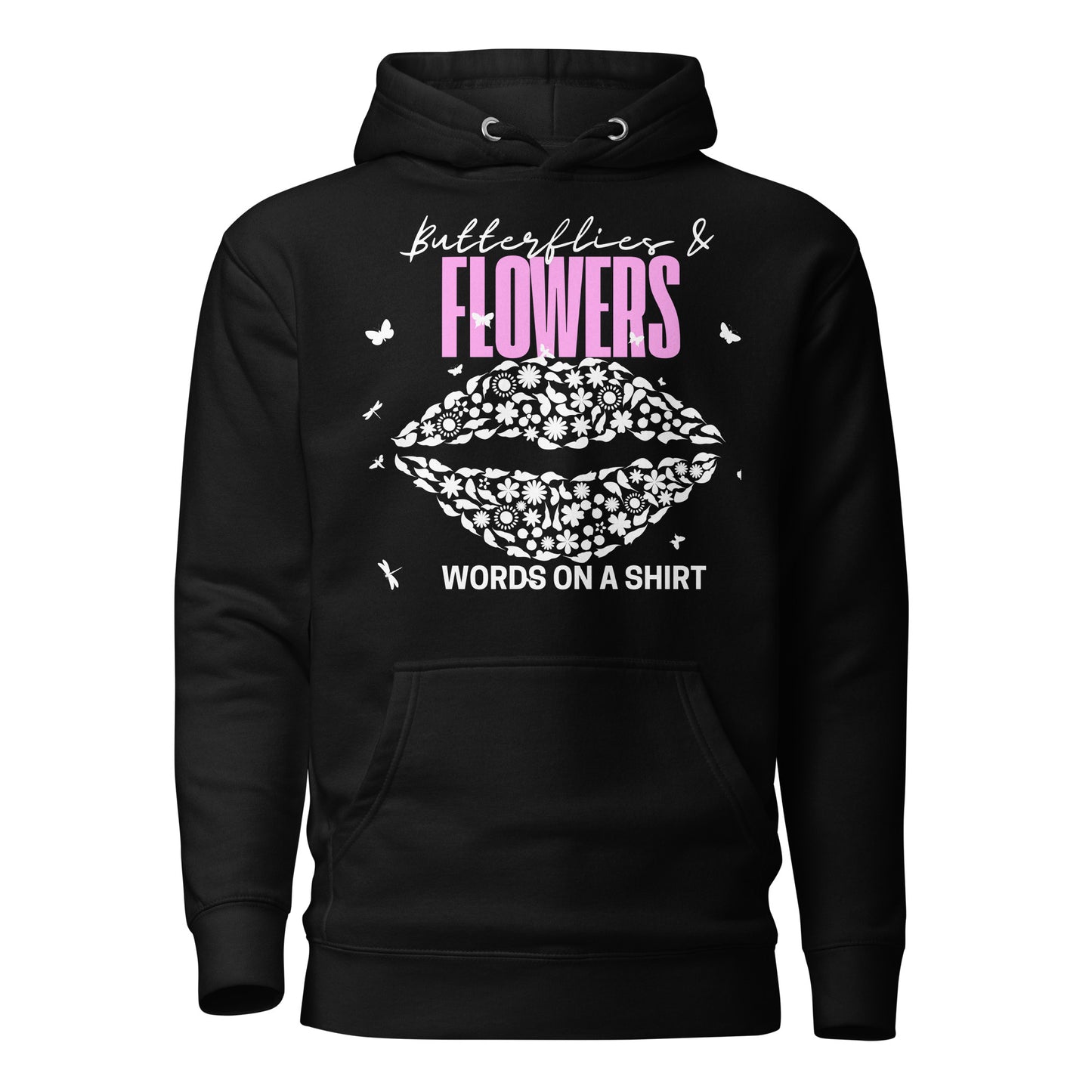 Get ready to conquer? This premium hoodie is made of top-notch cotton and features a cozy hood, complemented by drawstrings and a front pocket. Elevate your style with this cool hoodie adorned with Butterflies & Flowers.