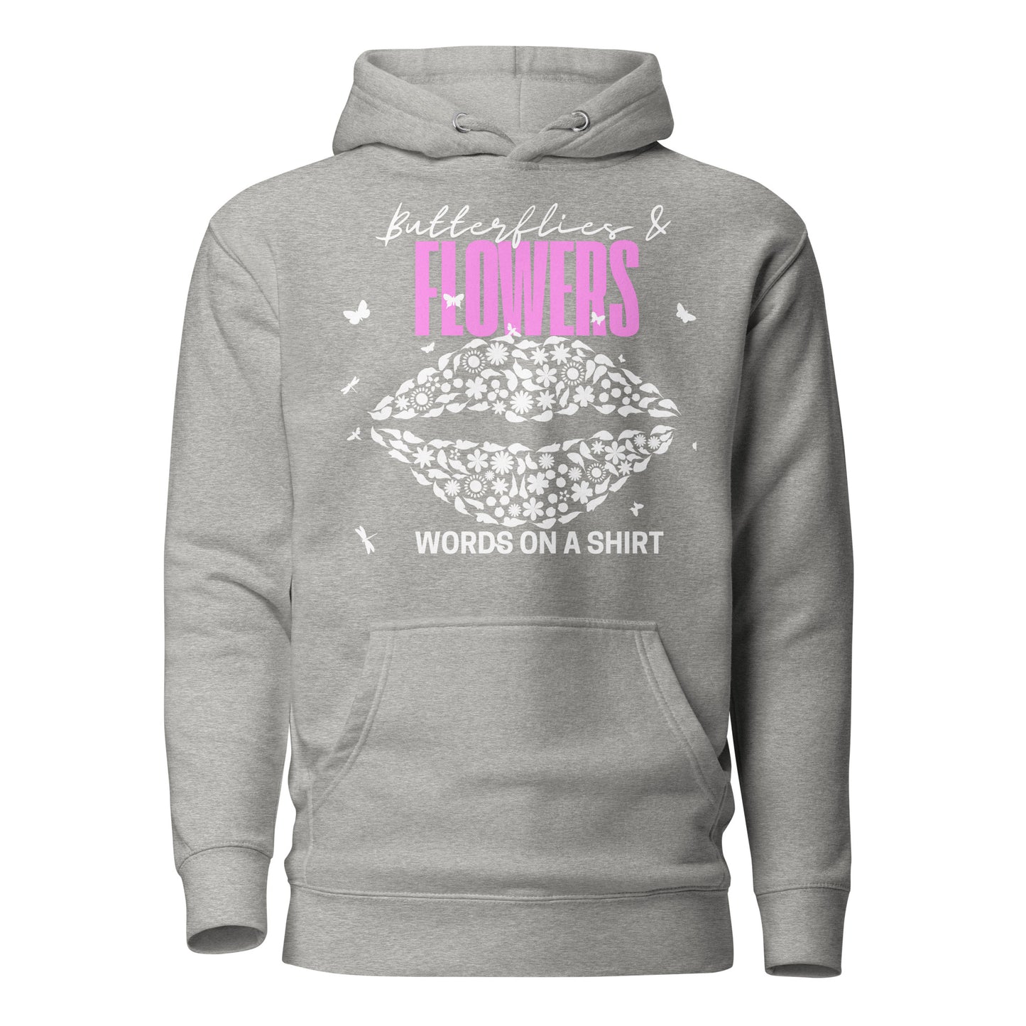 Get ready to conquer? This premium hoodie is made of top-notch cotton and features a cozy hood, complemented by drawstrings and a front pocket. Elevate your style with this cool hoodie adorned with Butterflies & Flowers.