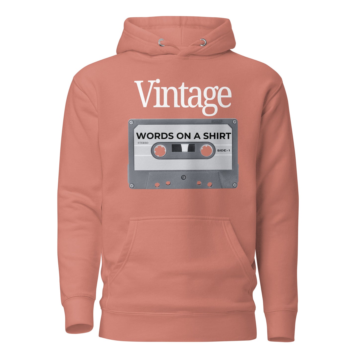 Are you ready to rock? Imagine soft, top-tier cotton, a snug hood, matching drawstrings, and a handy front pocket. Elevate your style with this awesome high-end hoodie. It's vintage cassette tape vibes all the way.