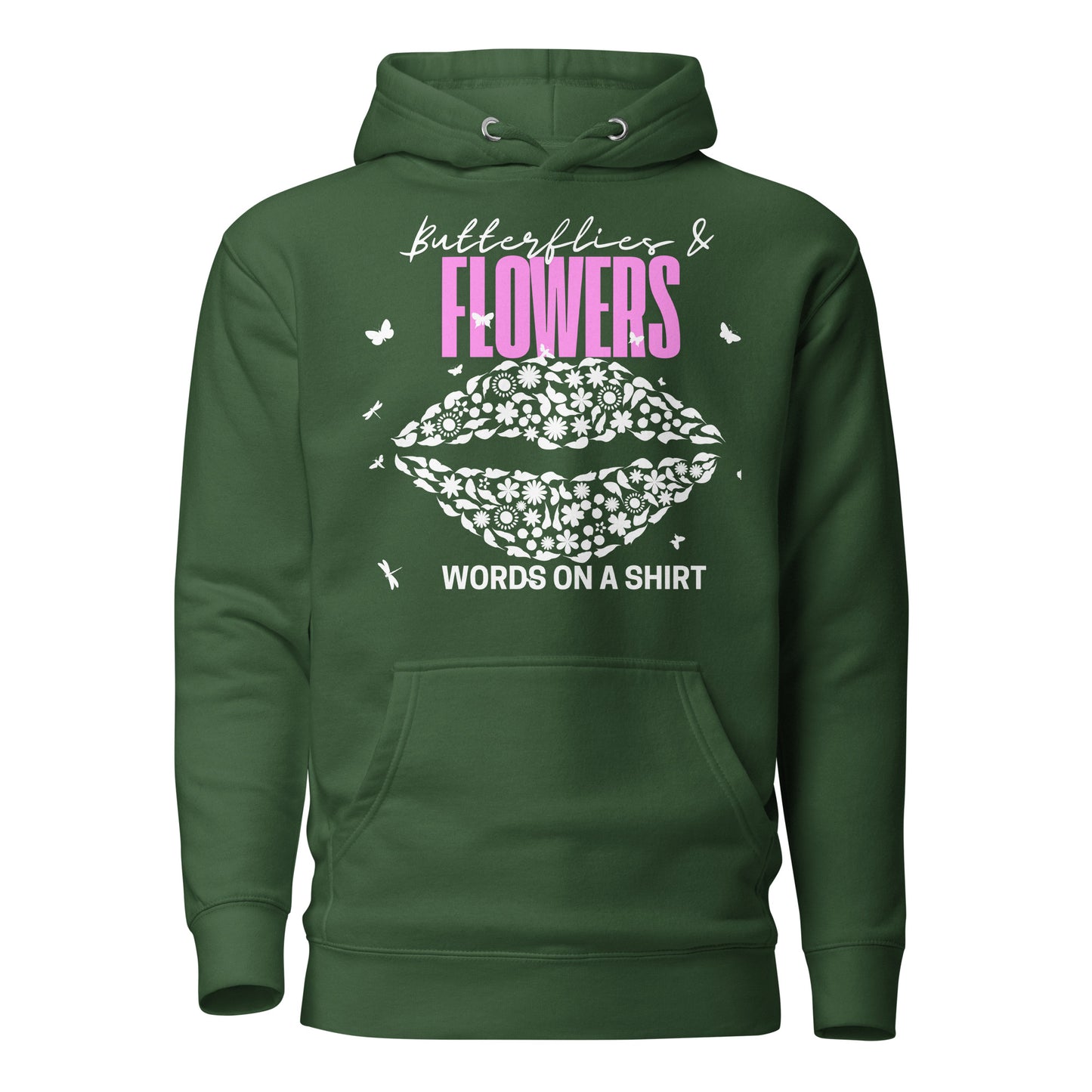 Get ready to conquer? This premium hoodie is made of top-notch cotton and features a cozy hood, complemented by drawstrings and a front pocket. Elevate your style with this cool hoodie adorned with Butterflies & Flowers.