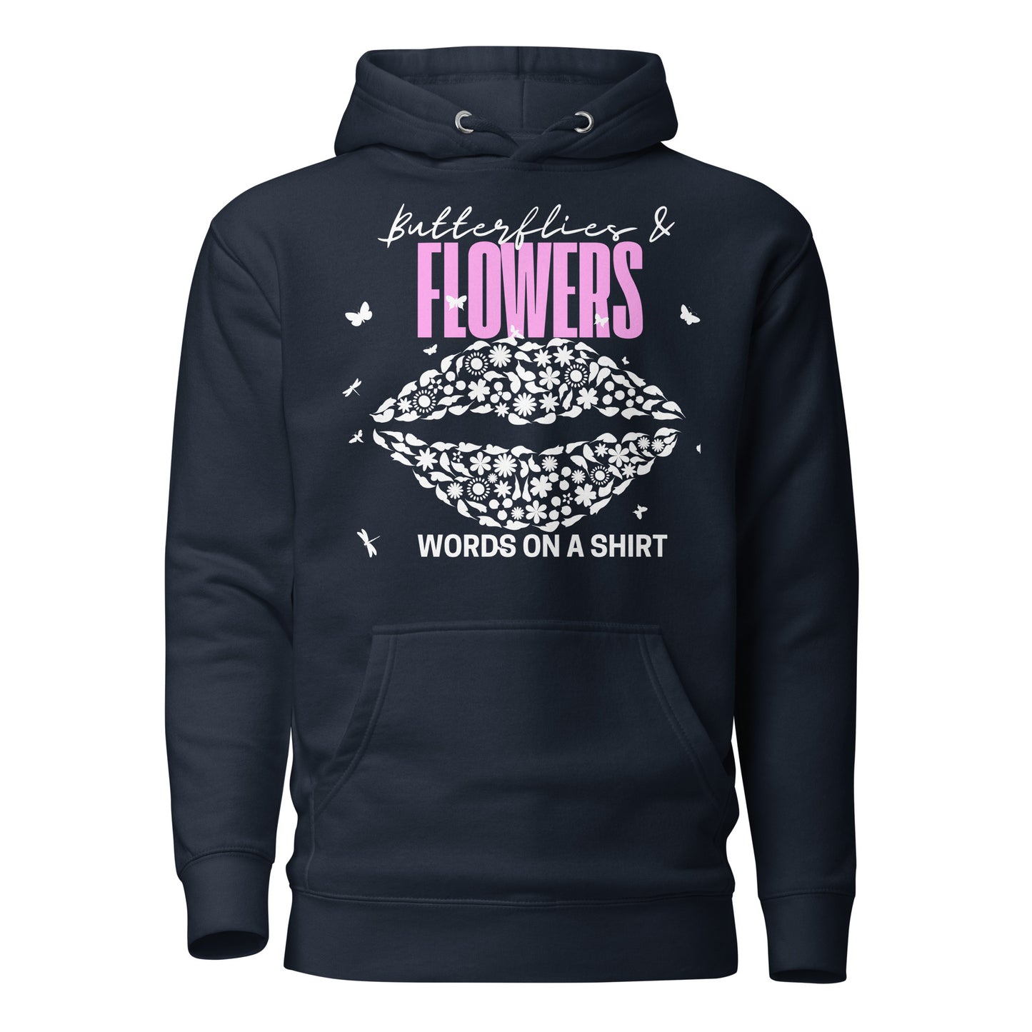 Get ready to conquer? This premium hoodie is made of top-notch cotton and features a cozy hood, complemented by drawstrings and a front pocket. Elevate your style with this cool hoodie adorned with Butterflies & Flowers.