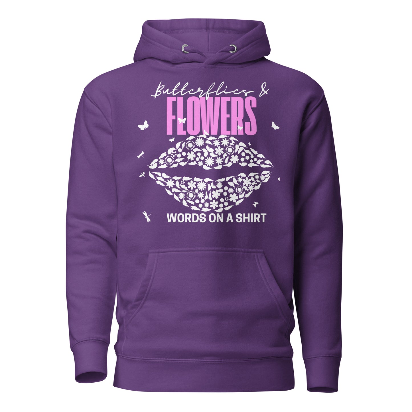 Get ready to conquer? This premium hoodie is made of top-notch cotton and features a cozy hood, complemented by drawstrings and a front pocket. Elevate your style with this cool hoodie adorned with Butterflies & Flowers.