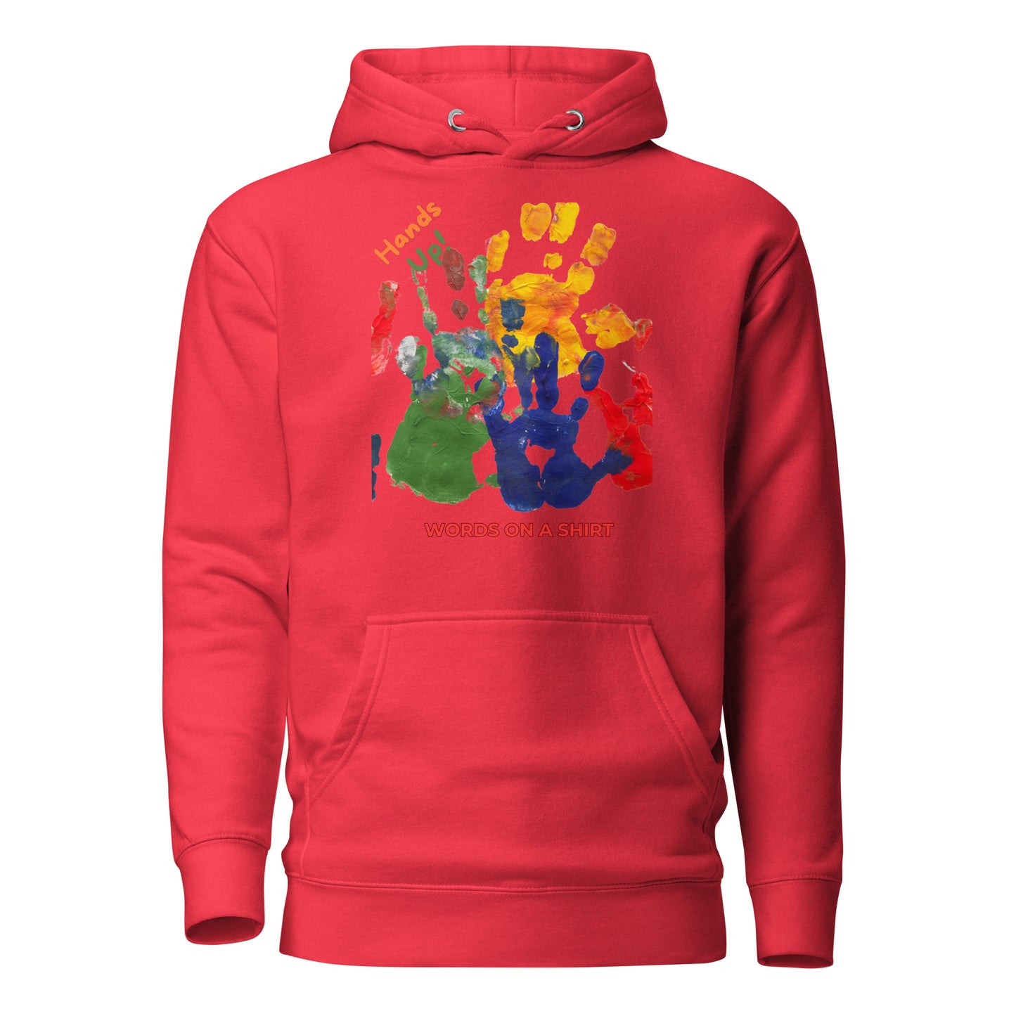 Rocking and ready? High-quality cotton, snug-fitting hood, drawstrings that bring it all together, and a front pocket that's perfect for stashing your stuff. Level up your style with this awesome premium hoodie. Show your power with Hands Up!