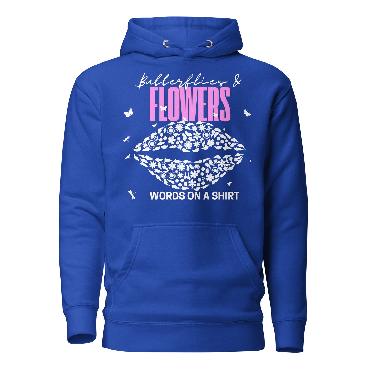 Get ready to conquer? This premium hoodie is made of top-notch cotton and features a cozy hood, complemented by drawstrings and a front pocket. Elevate your style with this cool hoodie adorned with Butterflies & Flowers.