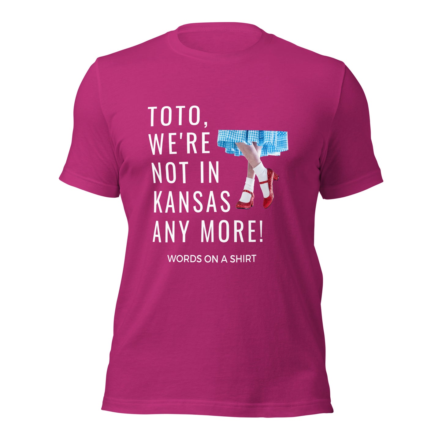 Get ready to stand out from the crowd with our Unisex T-Shirt-We're Not In Kansas Anymore! Made from the softest, most breathable material, this shirt offers just the right amount of stretch for ultimate comfort. Plus, as Dorothy famously said, you'll be far from ordinary when sporting this quirky tee.