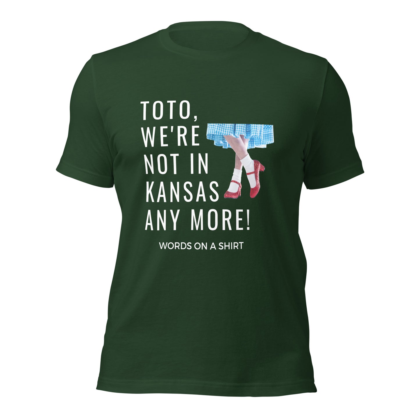 Get ready to stand out from the crowd with our Unisex T-Shirt-We're Not In Kansas Anymore! Made from the softest, most breathable material, this shirt offers just the right amount of stretch for ultimate comfort. Plus, as Dorothy famously said, you'll be far from ordinary when sporting this quirky tee.