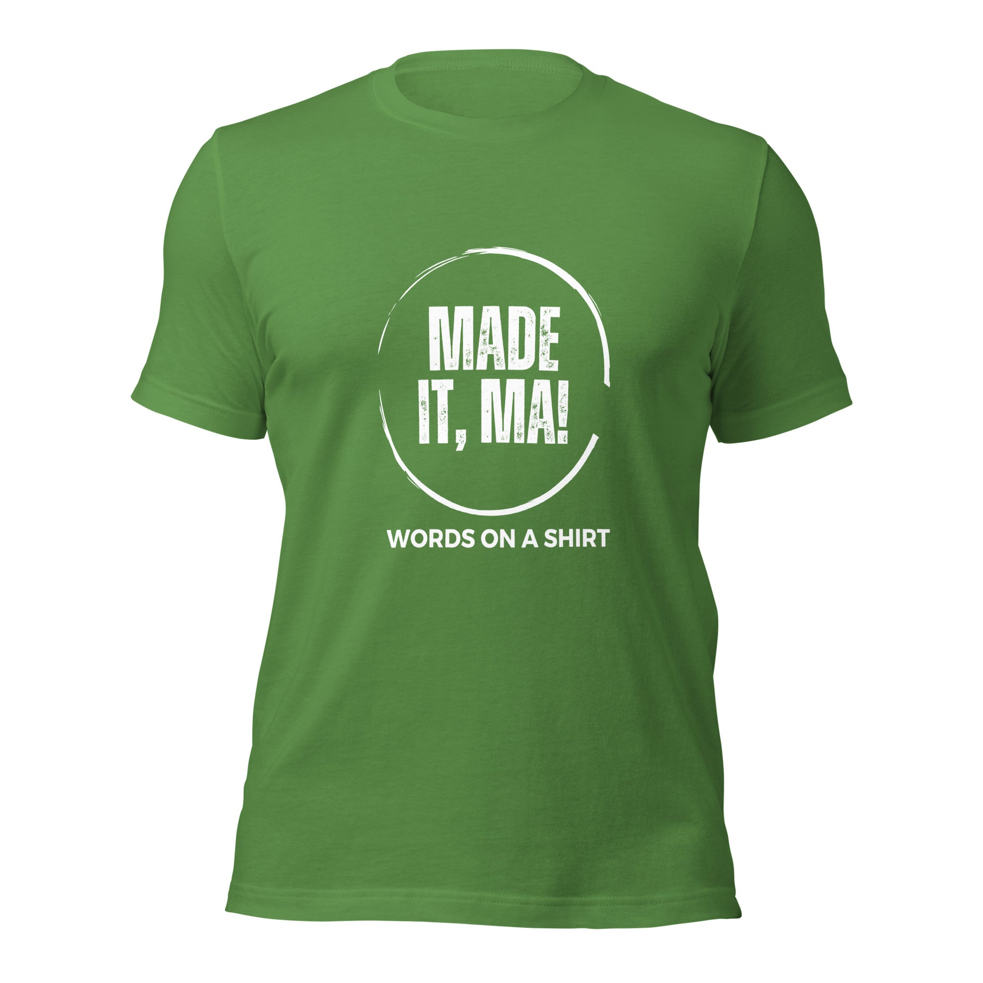 Let mom know your success with our Unisex T-Shirt-Made It Ma. Experience the best 100% cotton fabric that's pre-shrunk and has side-seamed construction. And the fit? Simply unbeatable.
