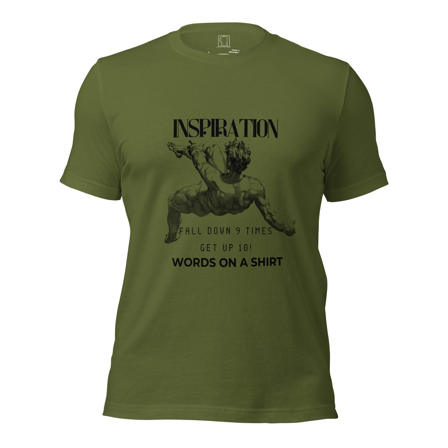 Indulge in the ultimate tee: a 100% cotton masterpiece. With pre-shrunk fabric and side-seamed construction, it's a guaranteed perfect fit. And don't forget our uplifting "Fall Down 9 Times, Get Up 10" quote for inspiration.
