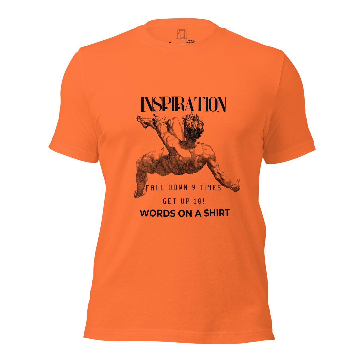 Indulge in the ultimate tee: a 100% cotton masterpiece. With pre-shrunk fabric and side-seamed construction, it's a guaranteed perfect fit. And don't forget our uplifting "Fall Down 9 Times, Get Up 10" quote for inspiration.