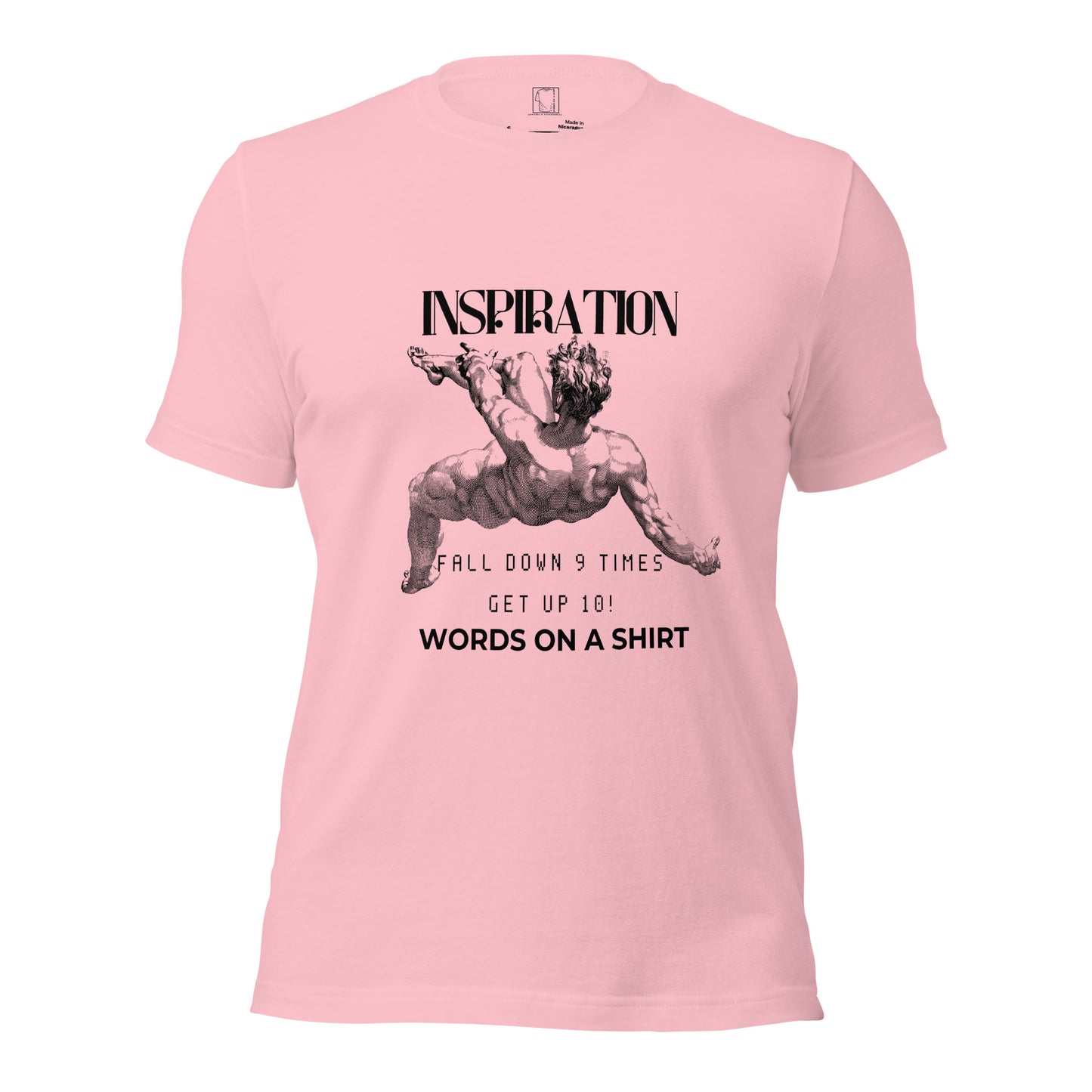 Indulge in the ultimate tee: a 100% cotton masterpiece. With pre-shrunk fabric and side-seamed construction, it's a guaranteed perfect fit. And don't forget our uplifting "Fall Down 9 Times, Get Up 10" quote for inspiration.