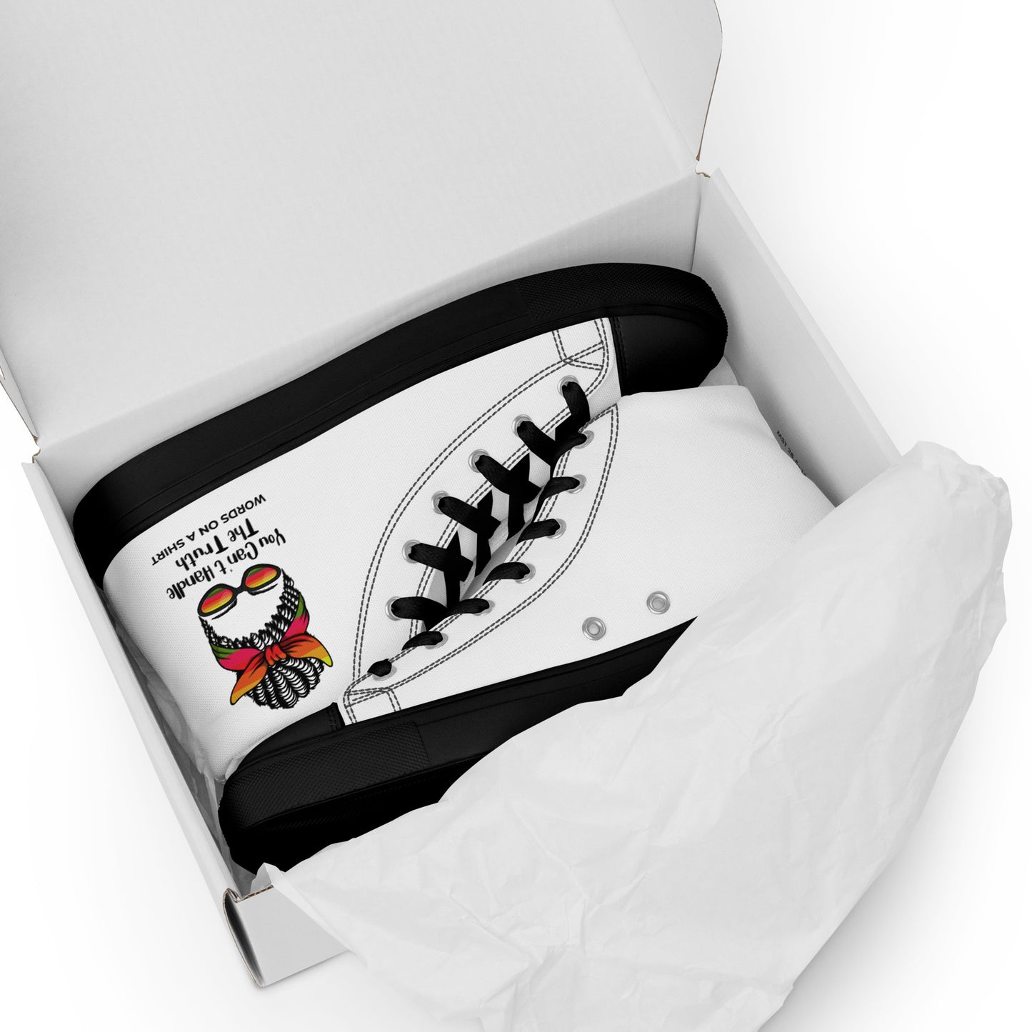 Give your feet some love with these timeless, trendy high top canvas kicks that will spice up your closet. The iconic quote- "You can't handle the truth."