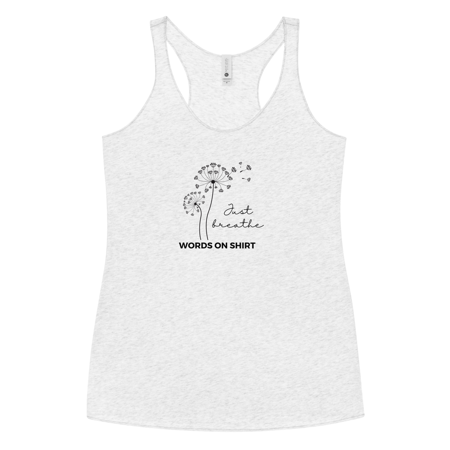 This racerback tank is soft, lightweight, and form-fitting with a flattering cut and raw edge seams for an edgy touch. Just Breath!