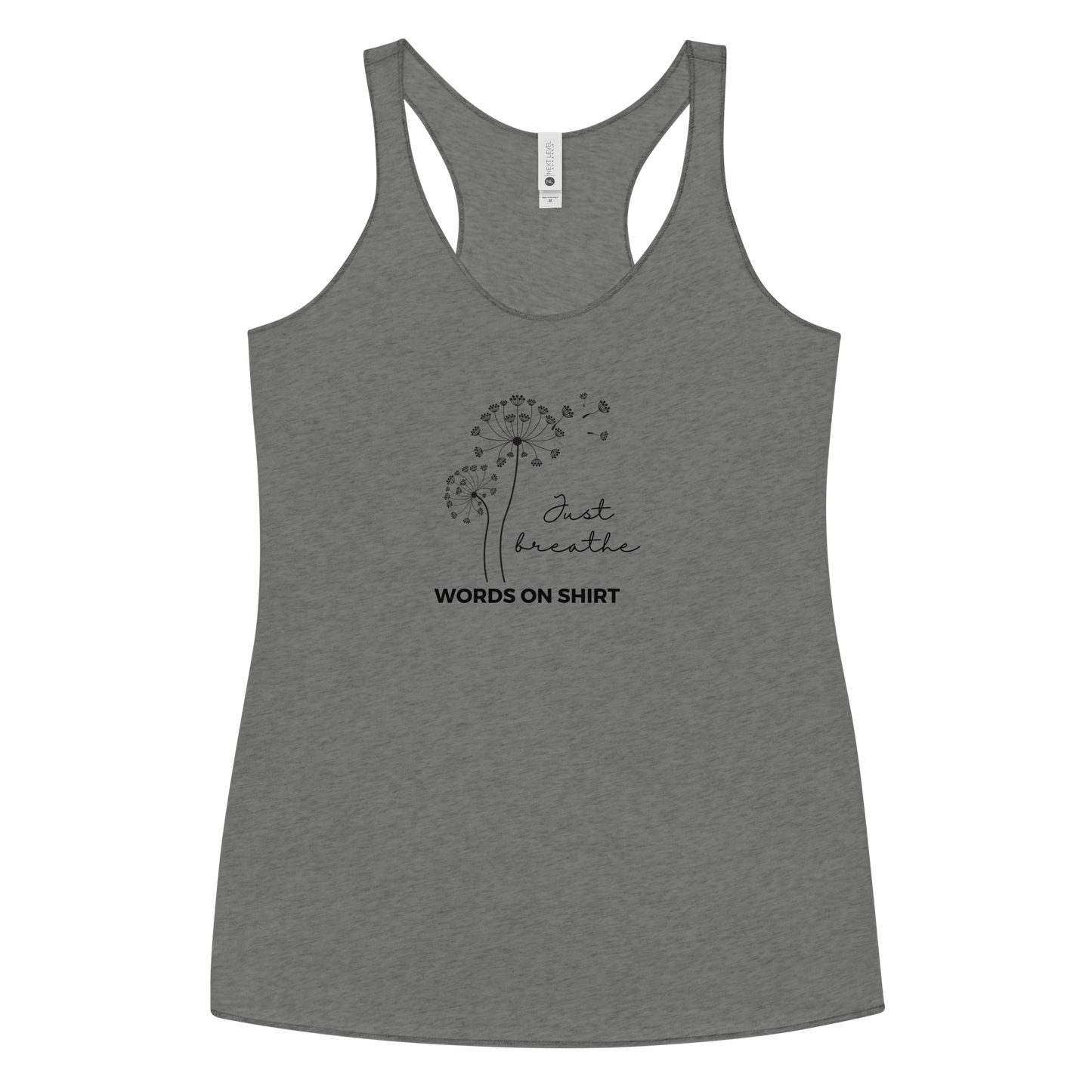 This racerback tank is soft, lightweight, and form-fitting with a flattering cut and raw edge seams for an edgy touch. Just Breath!