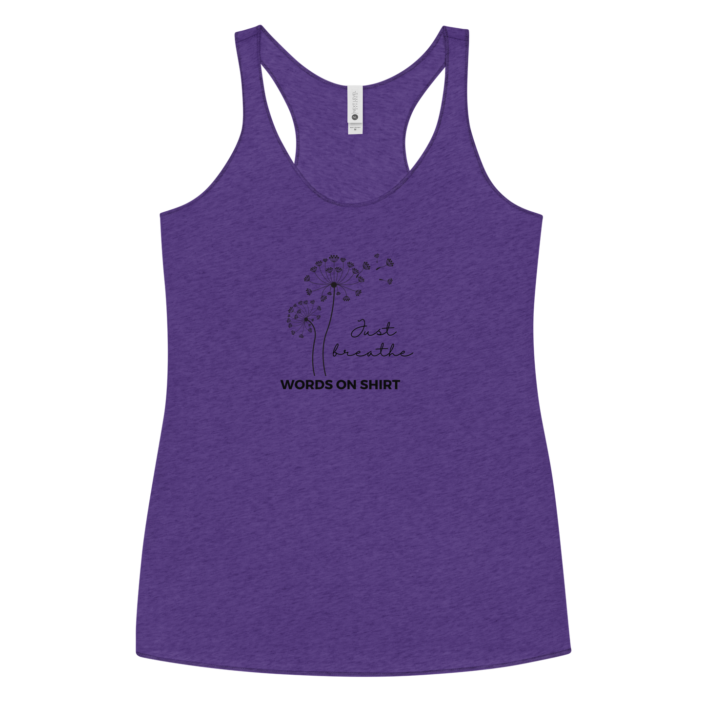 This racerback tank is soft, lightweight, and form-fitting with a flattering cut and raw edge seams for an edgy touch. Just Breath!