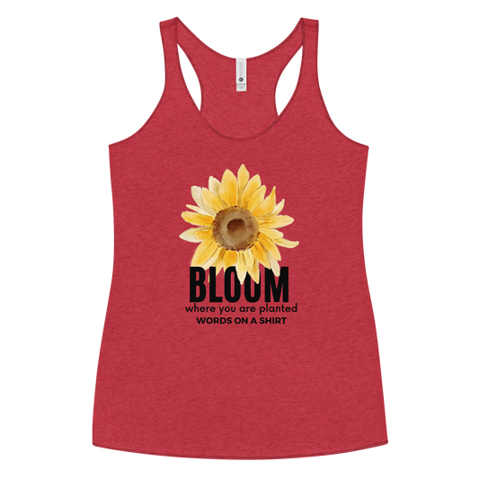 Shine brightly in this slim-fitting, super soft tank! Raw edge seams bring a touch of attitude, while the flattering cut encourages you to take a chance and Bloom Where You Are Planted!