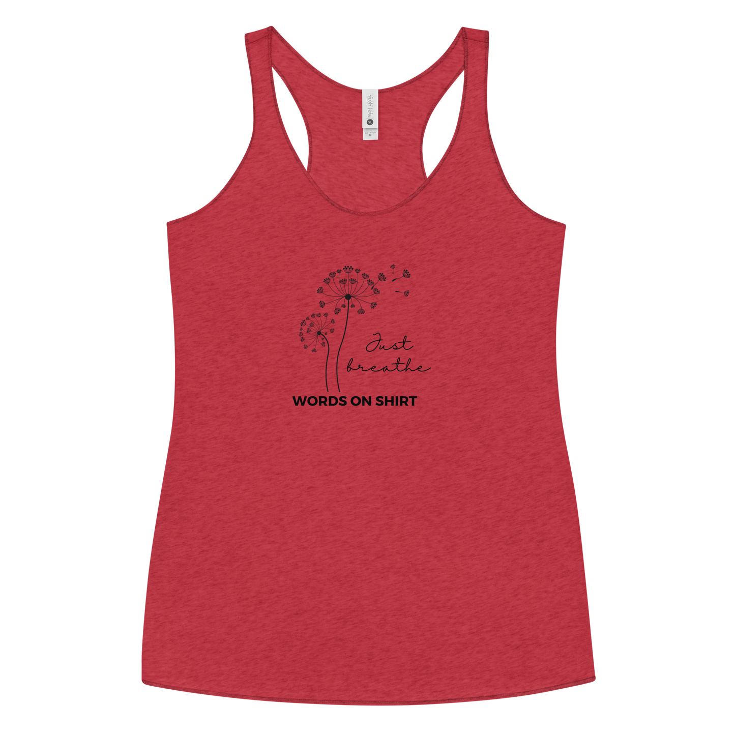 This racerback tank is soft, lightweight, and form-fitting with a flattering cut and raw edge seams for an edgy touch. Just Breath!