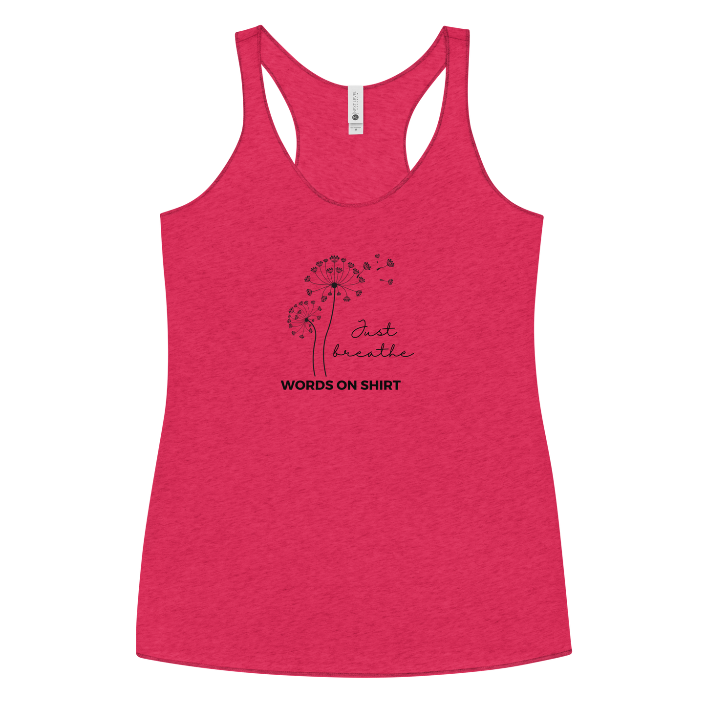 This racerback tank is soft, lightweight, and form-fitting with a flattering cut and raw edge seams for an edgy touch. Just Breath!