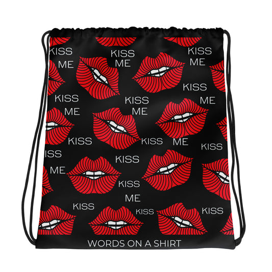 Get ready to add some fun and flair to your gym gear with this drawstring bag that perfectly balances vibrant prints and a sporty vibe. With adjustable shoulder straps and a convenient drawstring closure, it's a must-have essential for any workout, or just for everyday use. Plus, it even comes with a playful "Kiss Me" message.