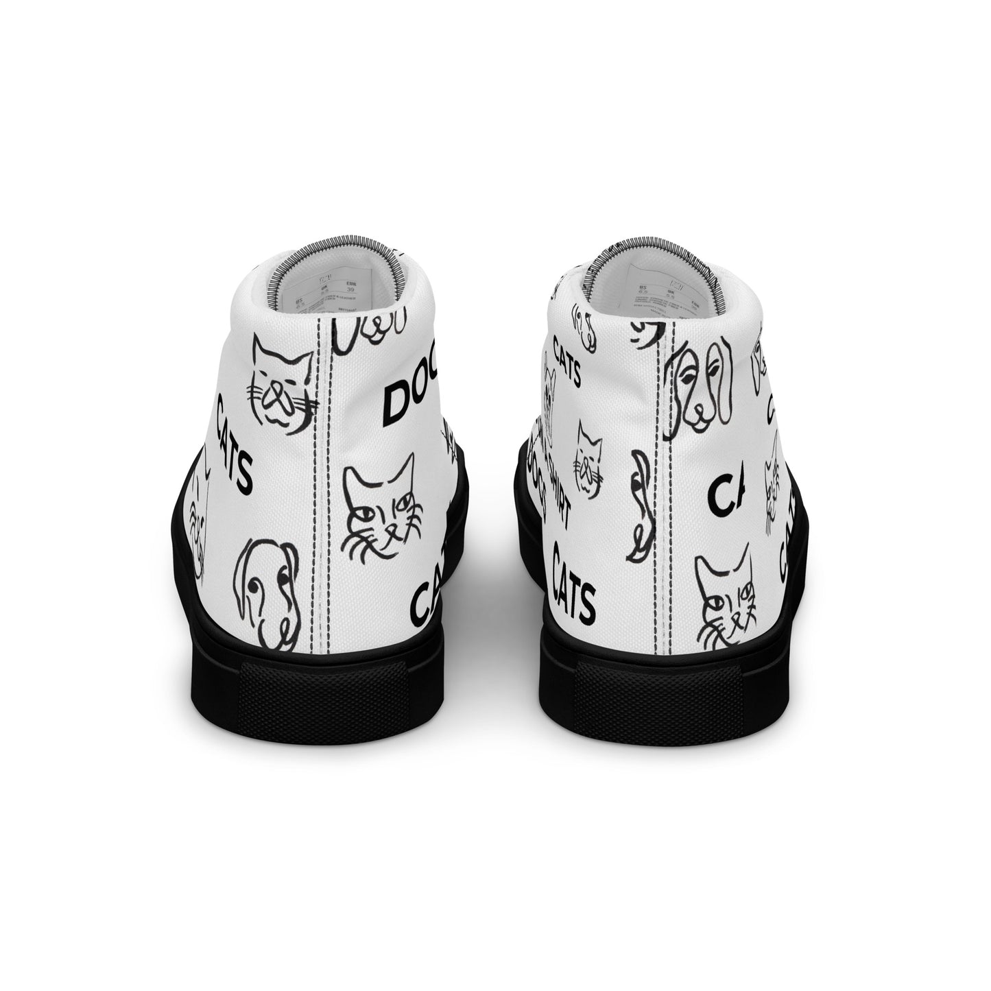 Men’s Hightop Sneakers- Cat and Dog Print by Words On A Shirt