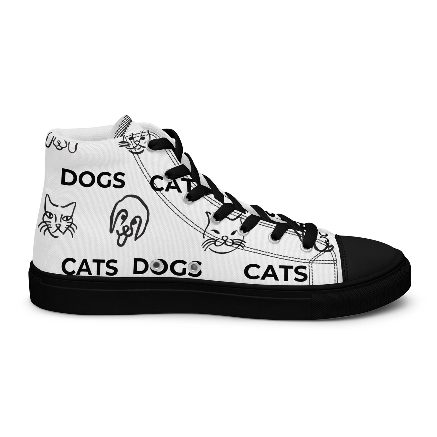 Elevate your footwear style with these High Top Canvas Shoes from Words On A Shirt. Handmade and full of personality, these trendy shoes are guaranteed to add a unique touch to any outfit. Get yours today with the Cat and Dog designs!