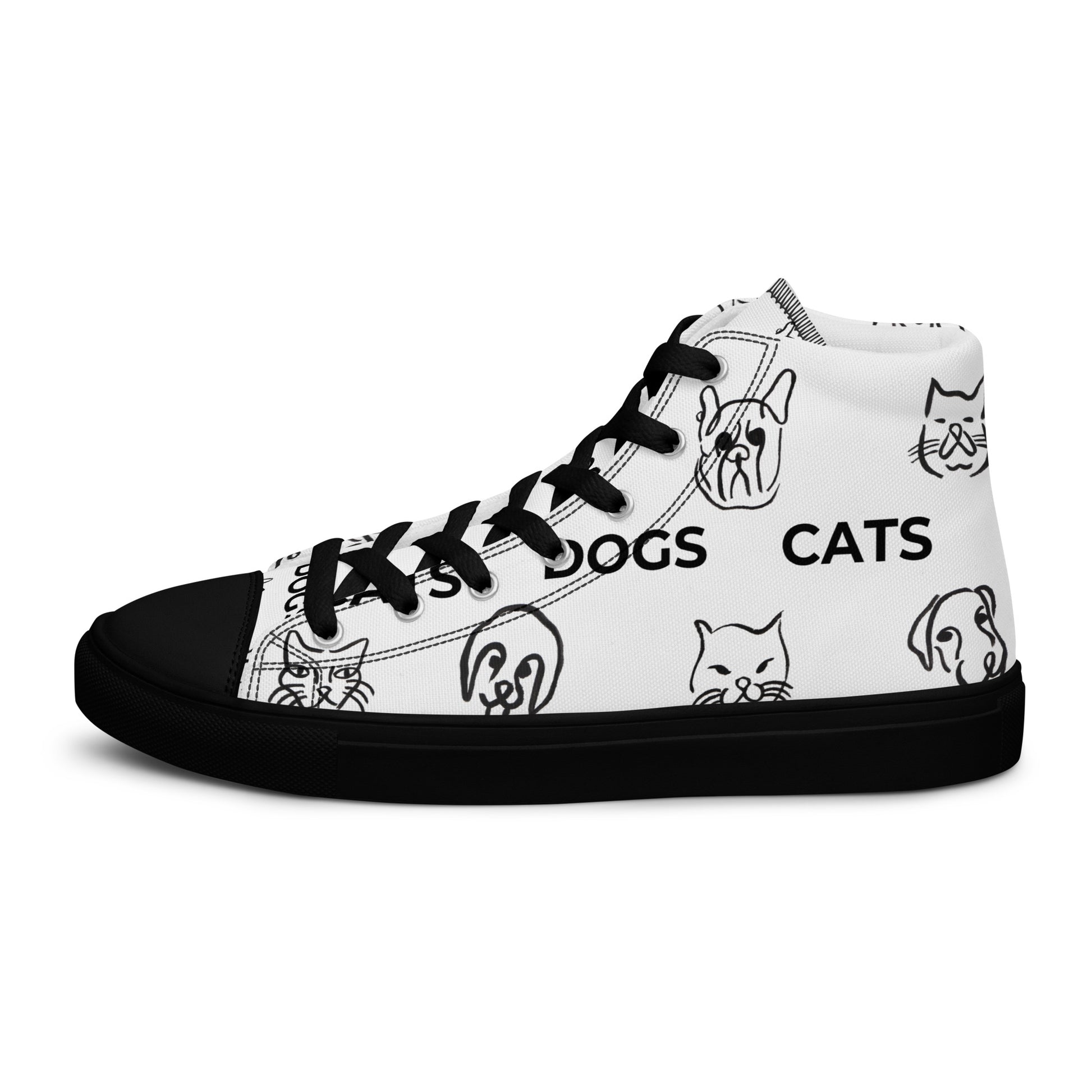 Elevate your footwear style with these High Top Canvas Shoes from Words On A Shirt. Handmade and full of personality, these trendy shoes are guaranteed to add a unique touch to any outfit. Get yours today with the Cat and Dog designs!