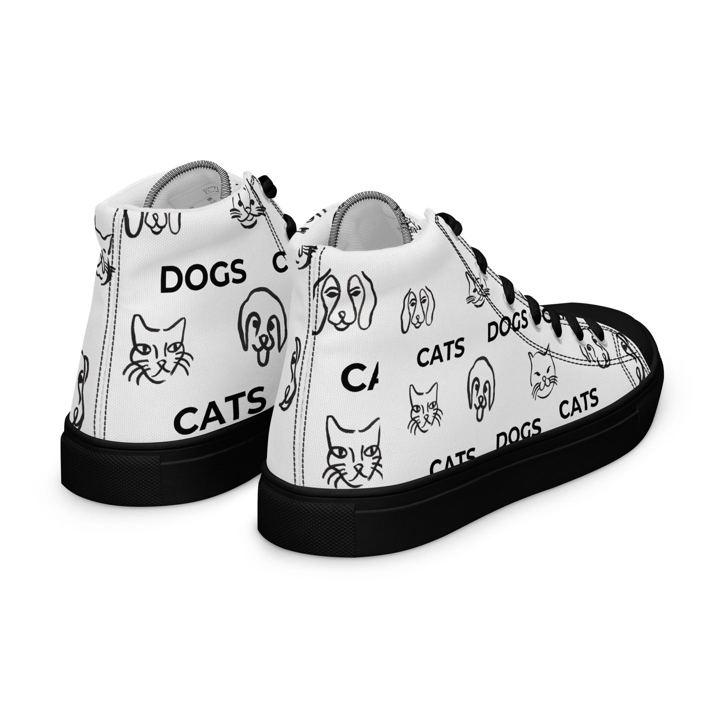 Men’s Hightop Sneakers- Cat and Dog Print by Words On A Shirt