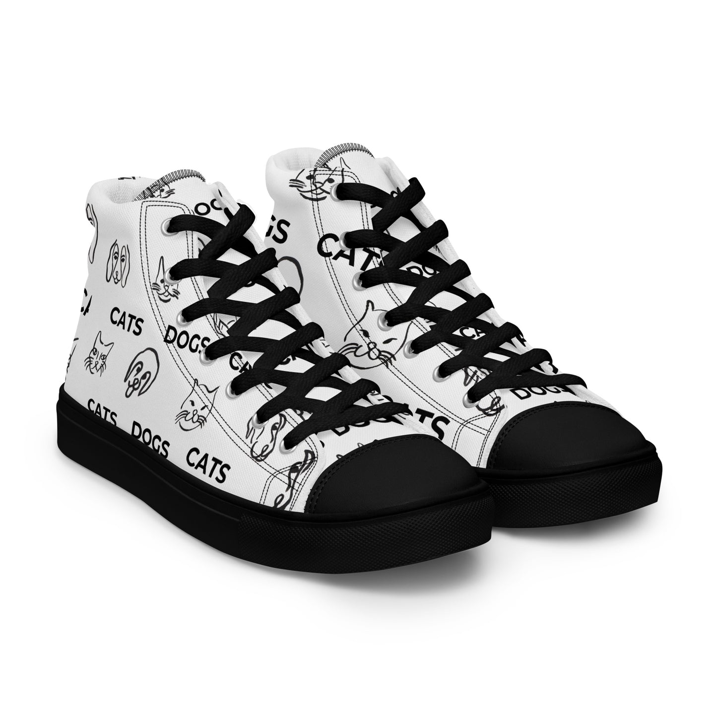 Men’s Hightop Sneakers- Cat and Dog Print by Words On A Shirt