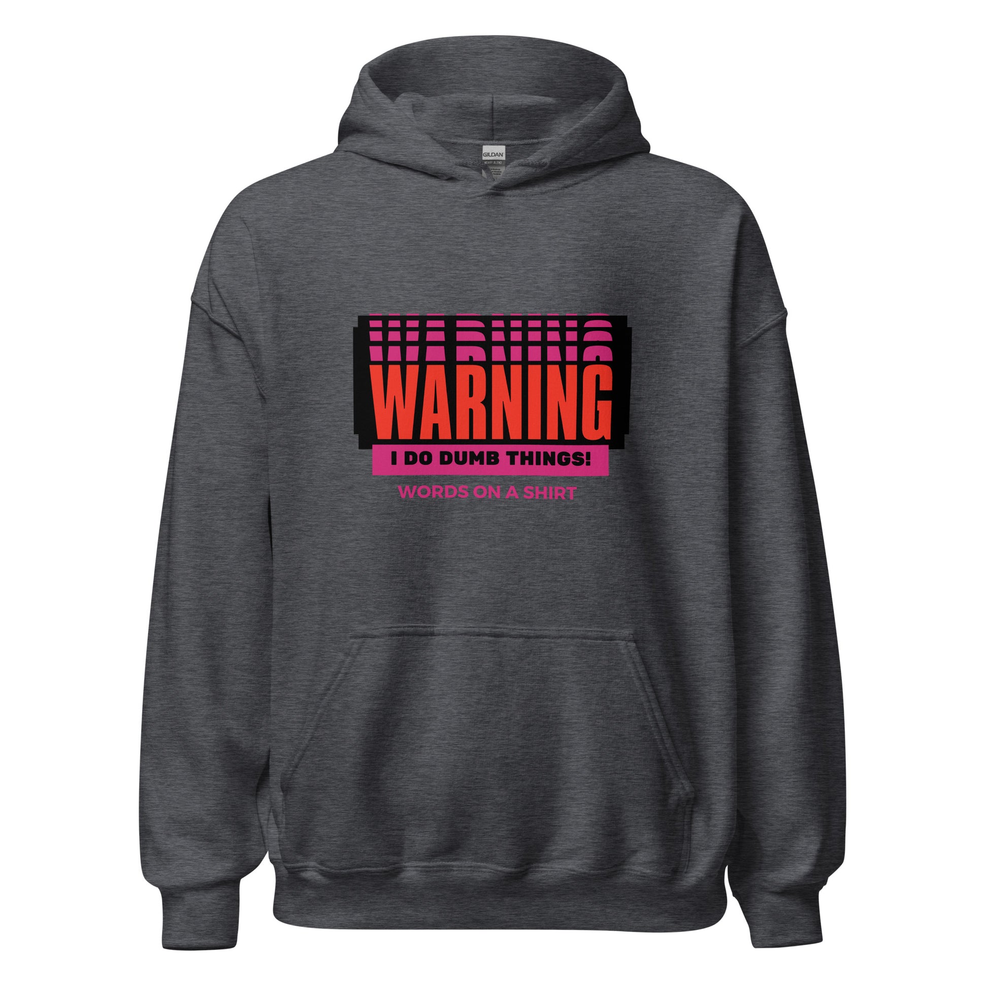 Stay warm and show off your playful side with our Unisex Hoodie! Made with soft and smooth fabric, this stylish hoodie is perfect for cooler evenings. And with the humorous phrase "Warning I Do Dumb Things" printed on it, it's the perfect choice for those who don't take themselves too seriously. Embrace your quirky side and stay cozy at the same time!