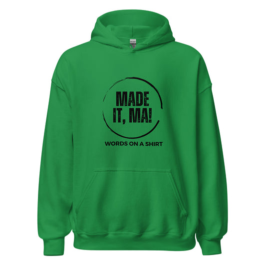 "Get ready to snuggle up in style with our Made It Ma unisex hoodie! This cozy hoodie is the perfect choice for cooler evenings, with its soft and smooth material. It's the go-to option for anyone looking to add some style to their wardrobe. Just like the saying goes, you'll definitely "make it" with this hoodie!"