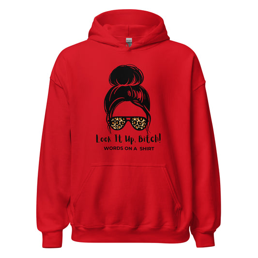 Get ready to snuggle up in this Unisex Hoodie, perfect for those chilly nights! With its soft and sleek design, it's the ideal choice for staying warm and looking cool. Don't forget to Look It Up, Bitch!