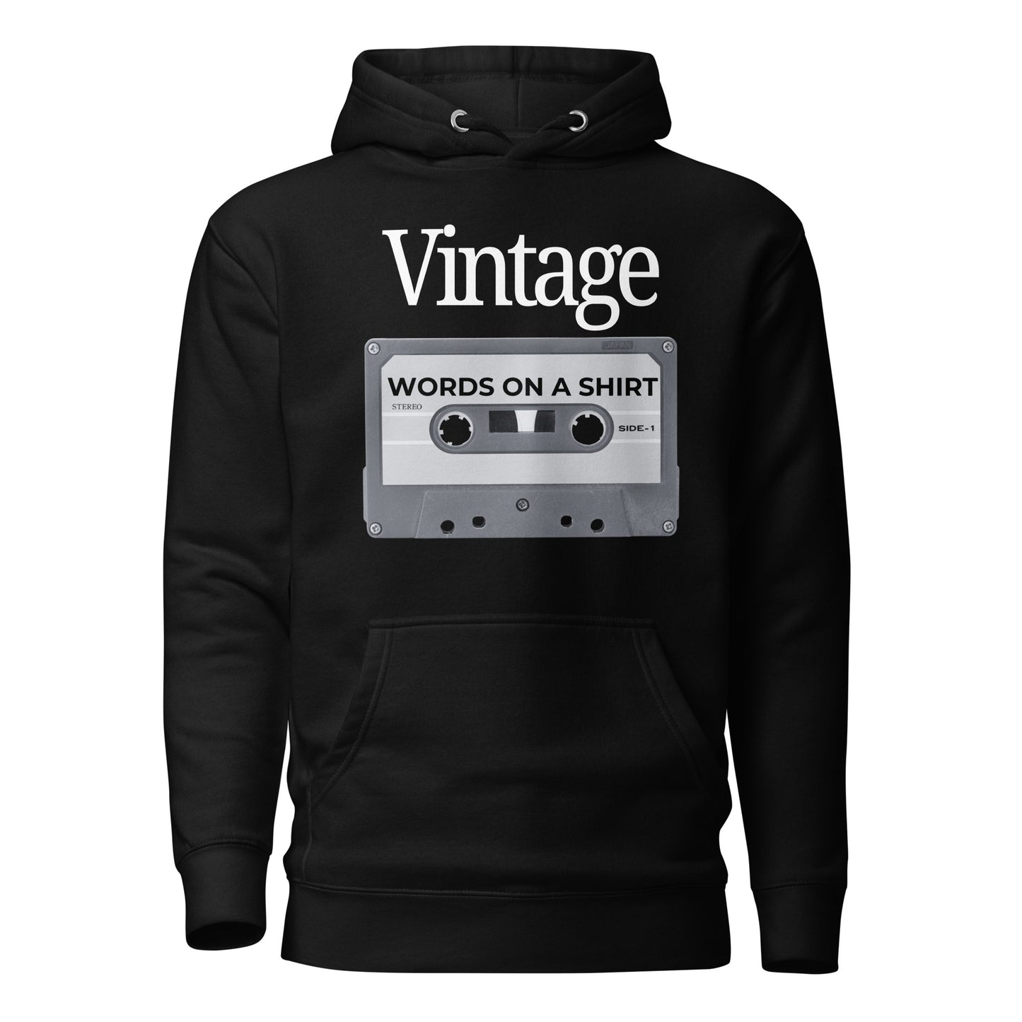 Are you ready to rock? Imagine soft, top-tier cotton, a snug hood, matching drawstrings, and a handy front pocket. Elevate your style with this awesome high-end hoodie. It's vintage cassette tape vibes all the way.