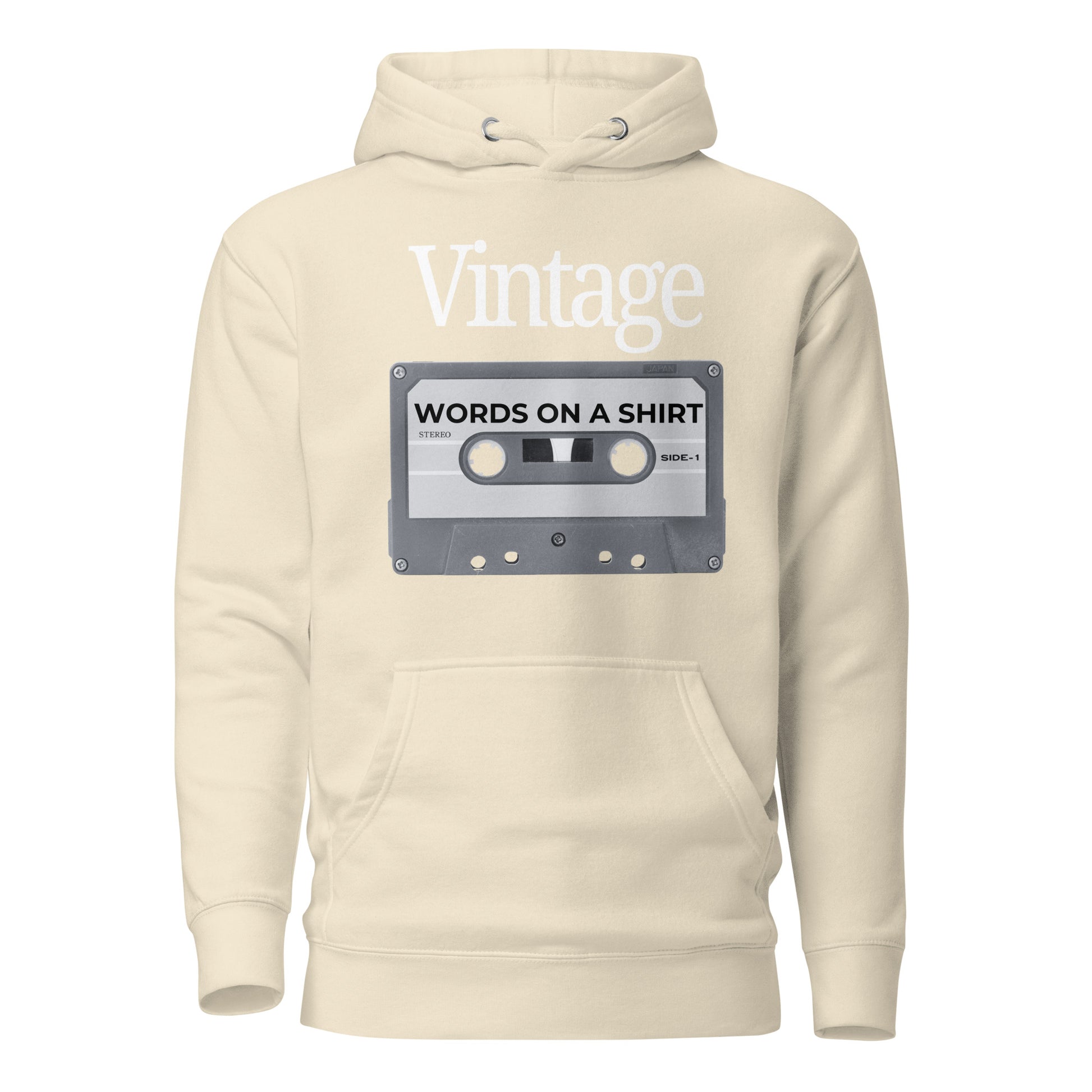 Are you ready to rock? Imagine soft, top-tier cotton, a snug hood, matching drawstrings, and a handy front pocket. Elevate your style with this awesome high-end hoodie. It's vintage cassette tape vibes all the way.