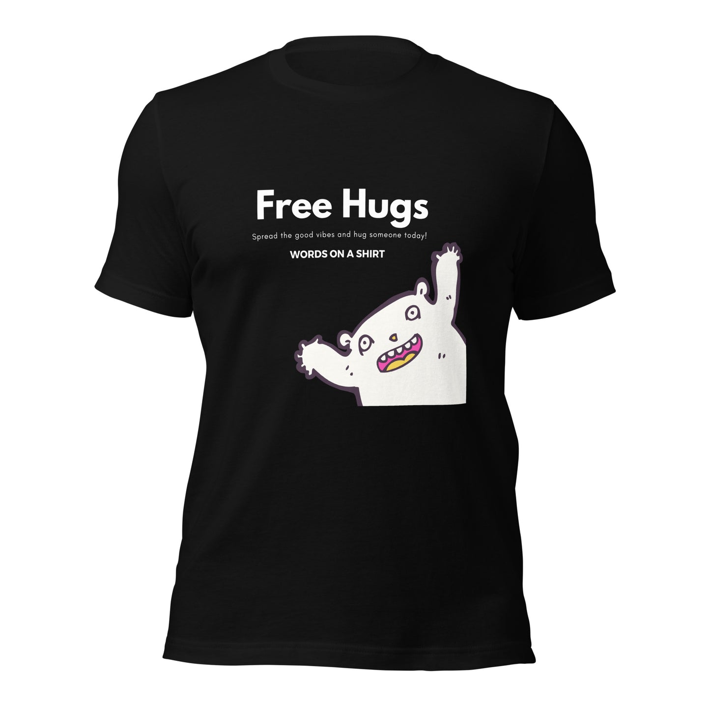 Don't miss out on this chance to snag the ultimate cotton tee. Pre-shrunk, side-seamed and perfectly tailored - this piece of apparel is ready to conquer! Take the plunge with our Free Hugs Collection and join the revolution!