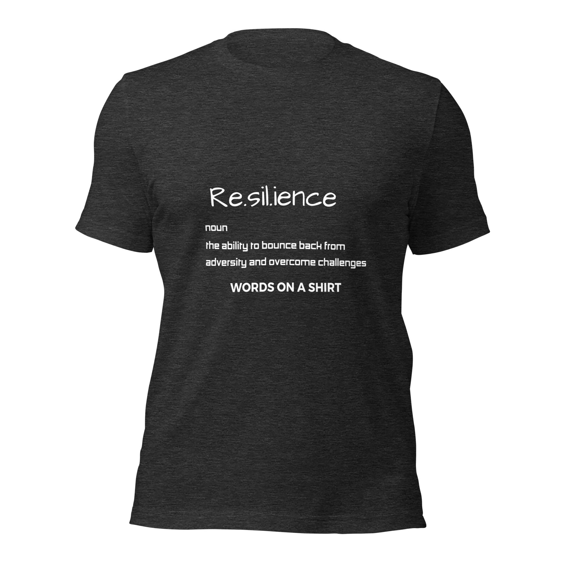 Meet your new favorite tee: the Unisex T-Shirt-Resilience Defined. Made with 100% cotton, it's soft and pre-shrunk for the perfect fit. With side-seamed construction, it's both durable and comfortable. Defined by resilience (and style), this shirt is an offer you can't refuse.