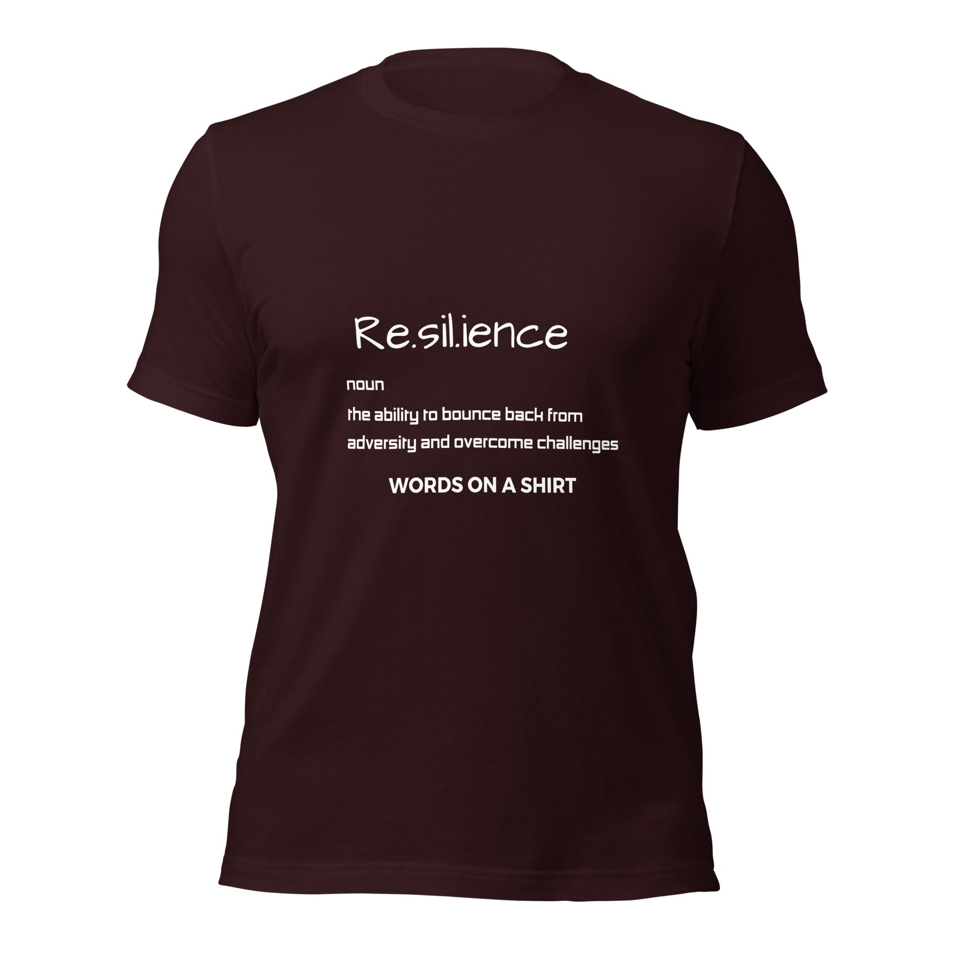 Meet your new favorite tee: the Unisex T-Shirt-Resilience Defined. Made with 100% cotton, it's soft and pre-shrunk for the perfect fit. With side-seamed construction, it's both durable and comfortable. Defined by resilience (and style), this shirt is an offer you can't refuse.