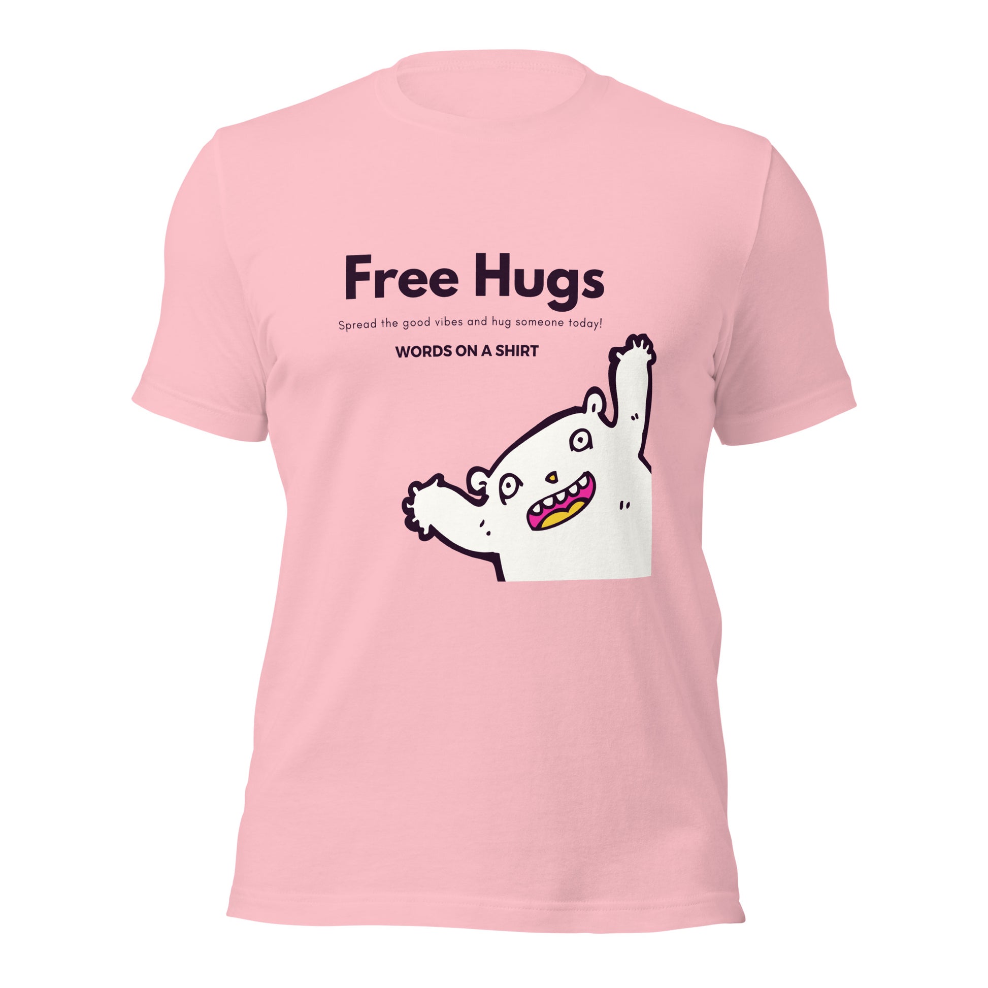 Don't miss out on this chance to snag the ultimate cotton tee. Pre-shrunk, side-seamed and perfectly tailored - this piece of apparel is ready to conquer! Take the plunge with our Free Hugs Collection and join the revolution!